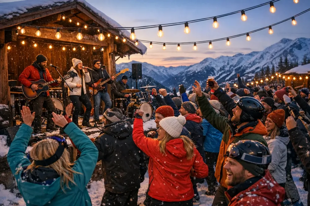 Livemusik beim Après-Ski in den Alpen