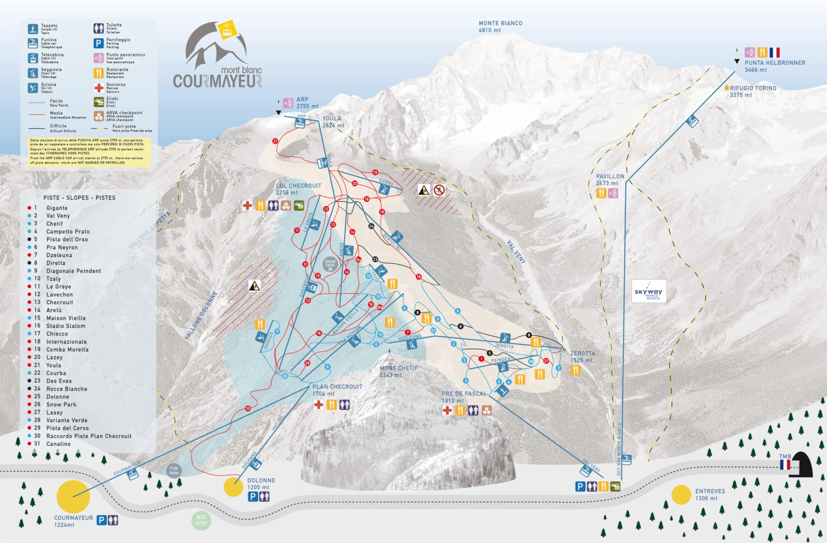 Pistenplan von Courmayeur