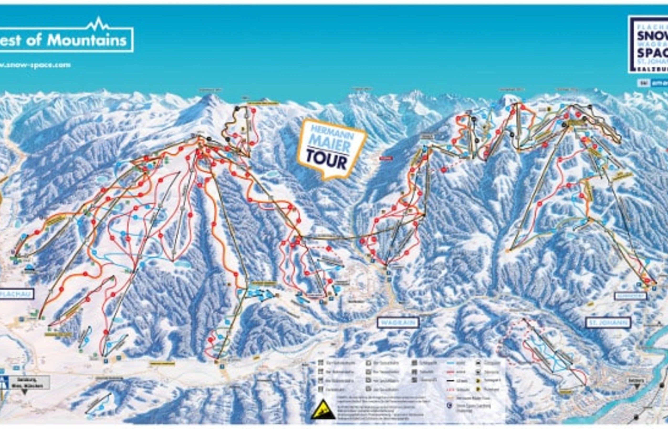 Pistenplan von Flachau, Pisten, Lifte und Abfahrten
