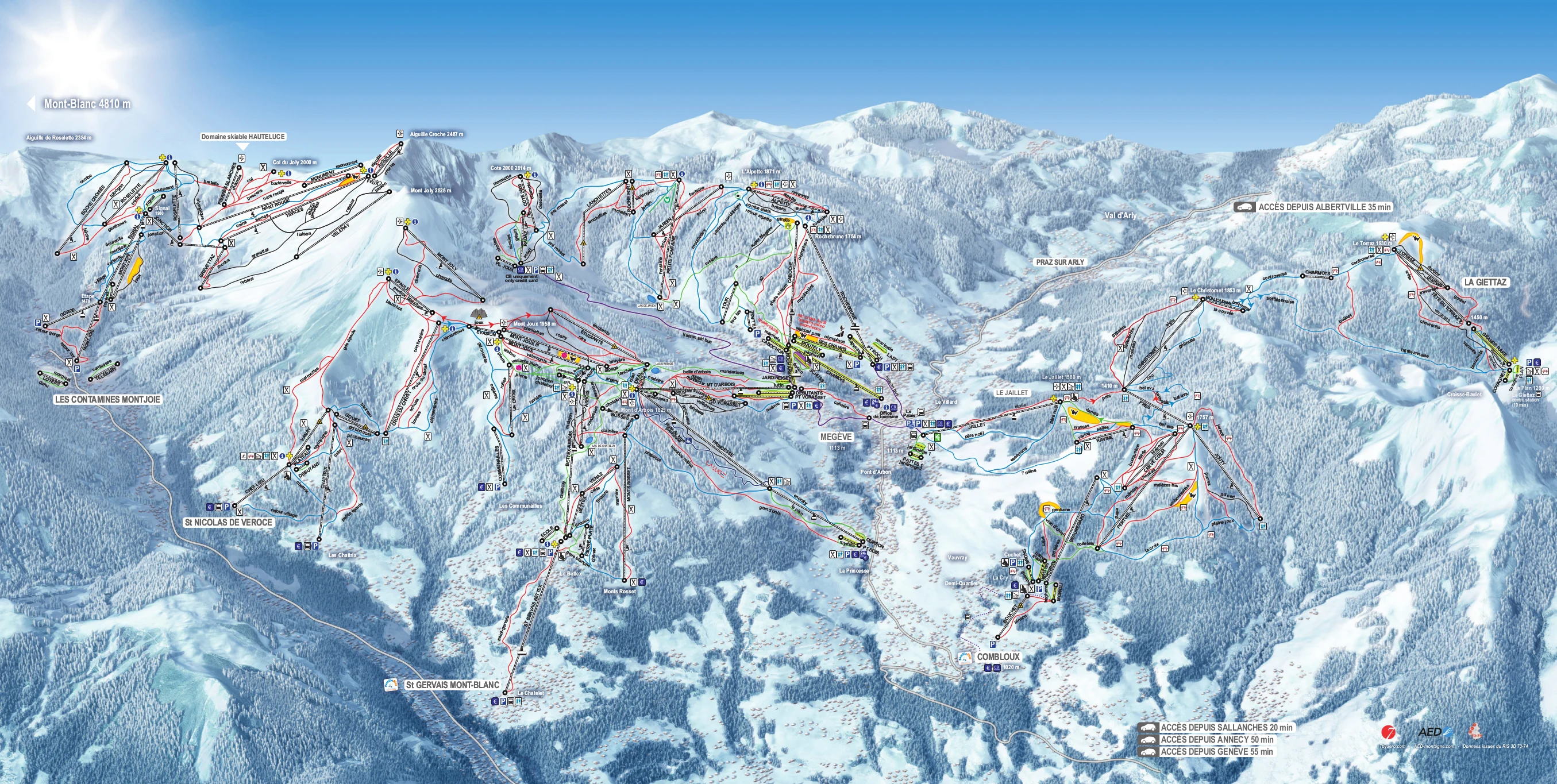 Pistenplan von Megève, Pisten, Lifte und Abfahrten
