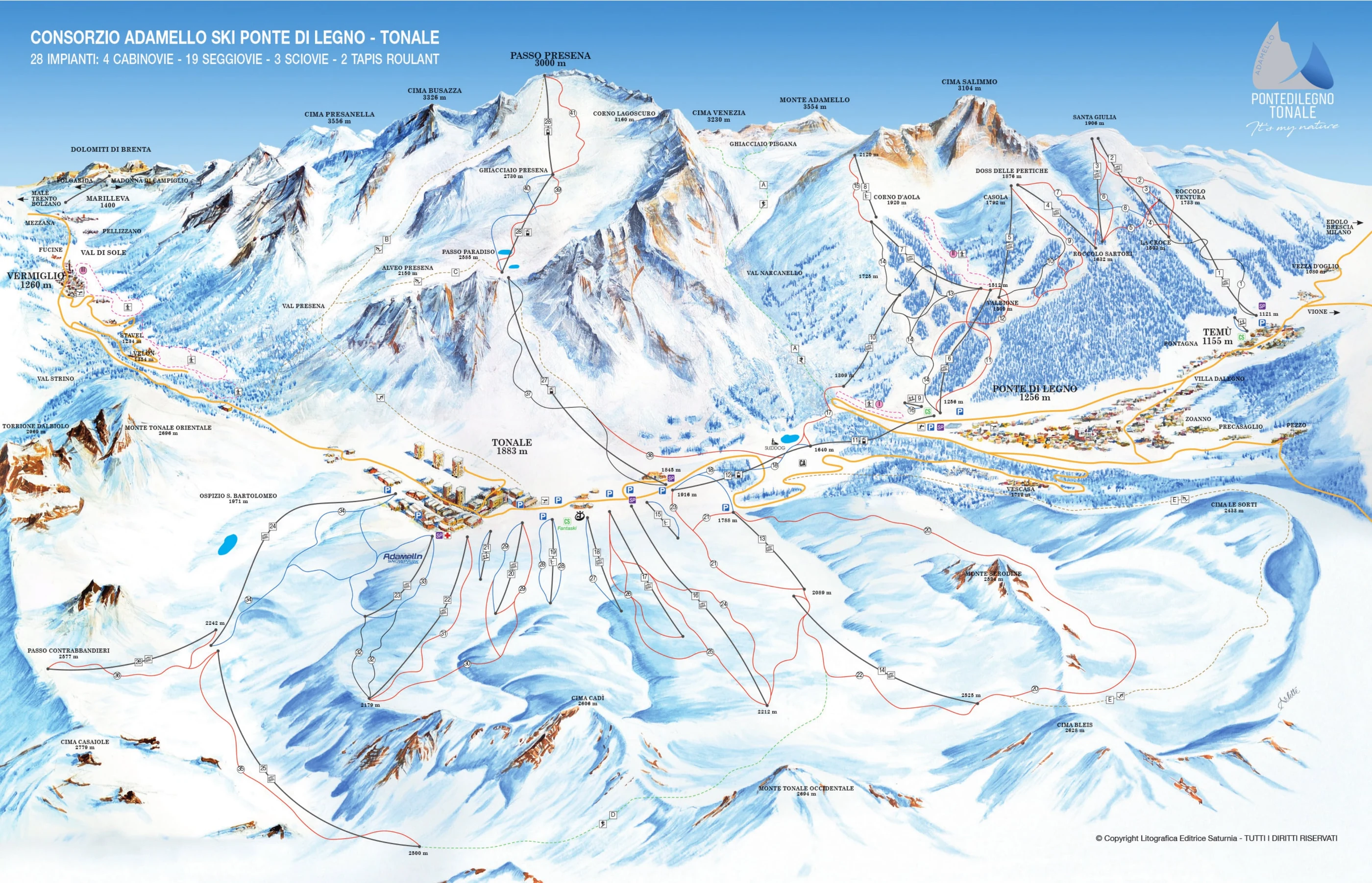 Pistenplan von Passo Tonale