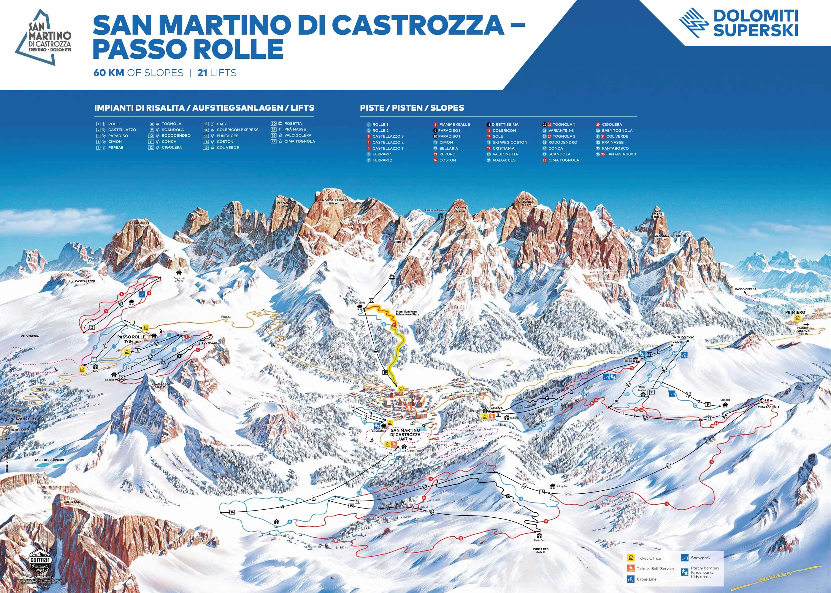Pistenplan von San Martino di Castrozza