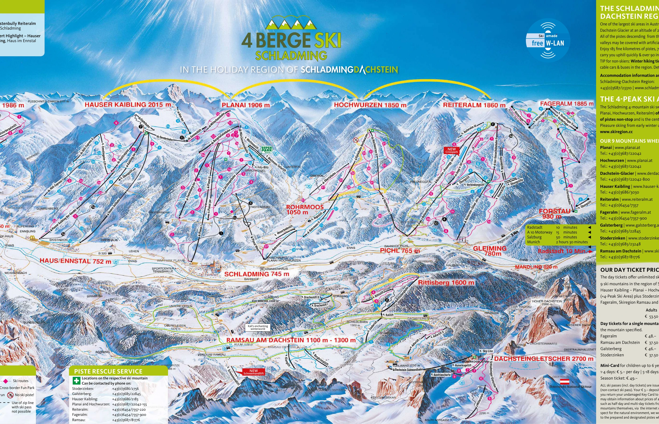 Pistenplan von Schladming, Pisten, Lifte und Abfahrten