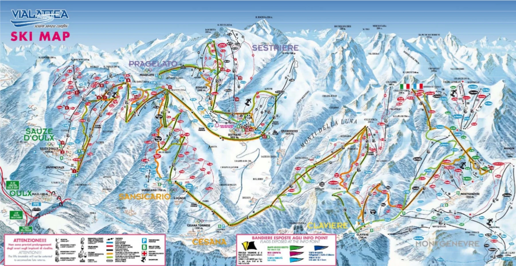 Pistenplan von Sestriere