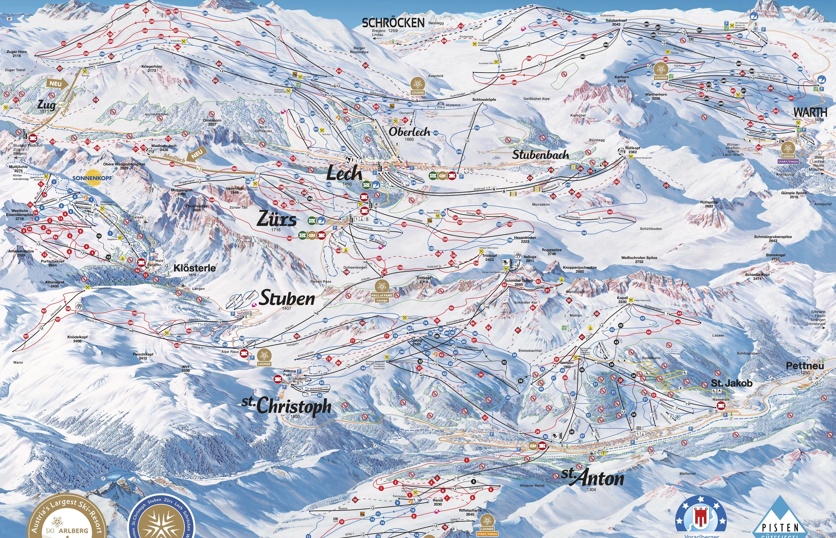 Pistenplan von St. Anton