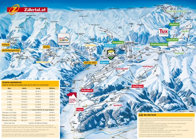 Pistenplan Zillertal Arena